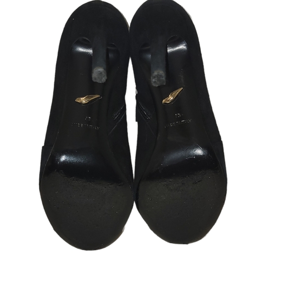Diane von Furstenberg Violet Black peep toe suede bootie heels - Picture 3 of 6